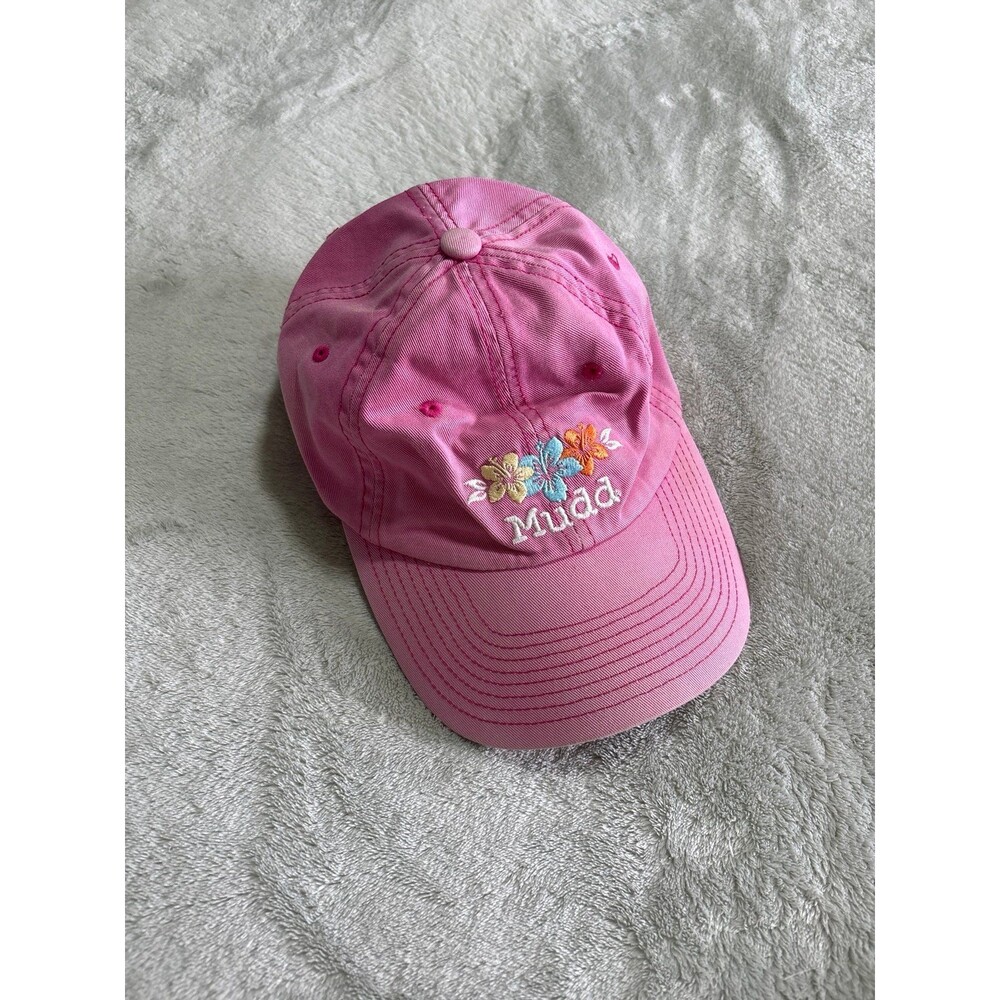 Vintage Mudd baseball cap floral embroidery cotton stripes summer Y2K classic